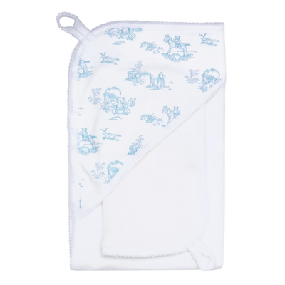 Hooded Towel Set - Blue Toile