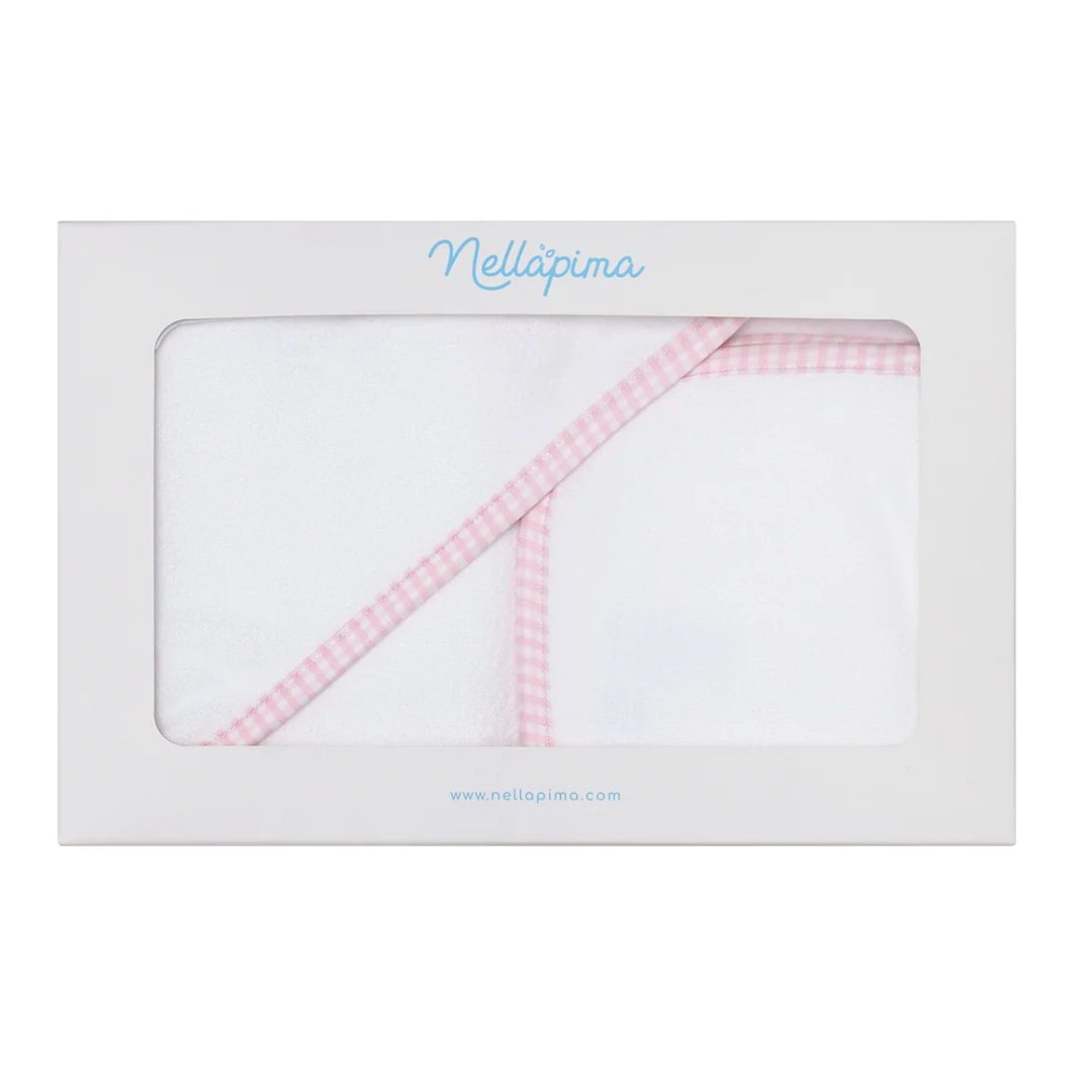 Hooded Towel Set - Pink Gingham