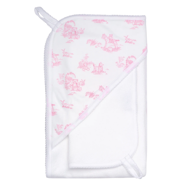 Hooded Towel Set - Pink Toile