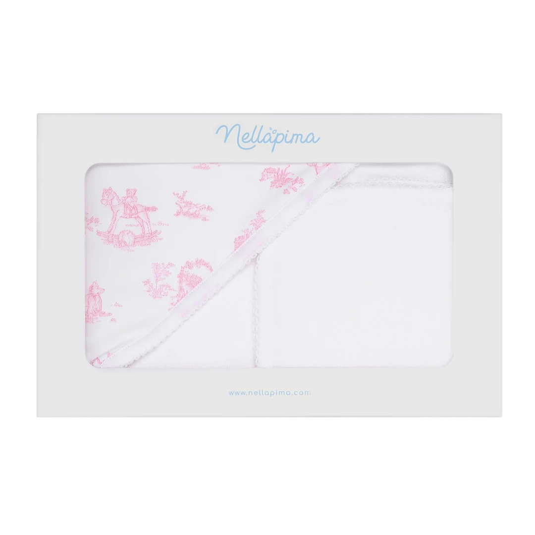 Hooded Towel Set - Pink Toile