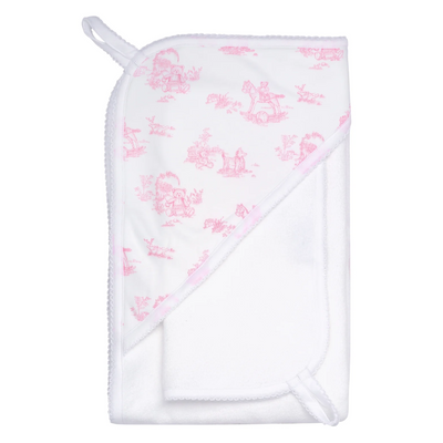 Hooded Towel Set - Pink Toile