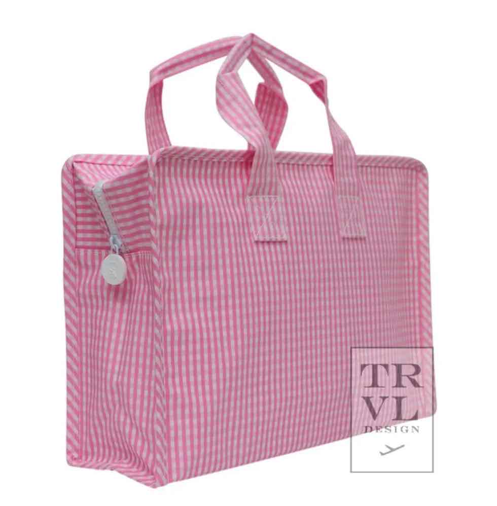 TRVL Overnight Tote - Gingham Pink