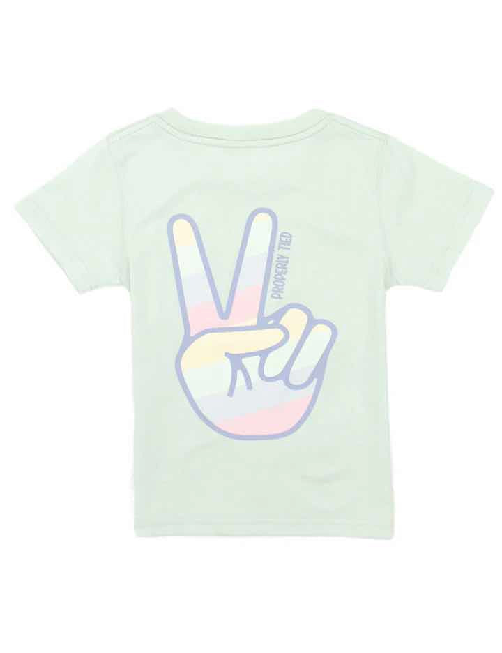 T-Shirt Short Sleeve - Peace Sign - Pale Mint