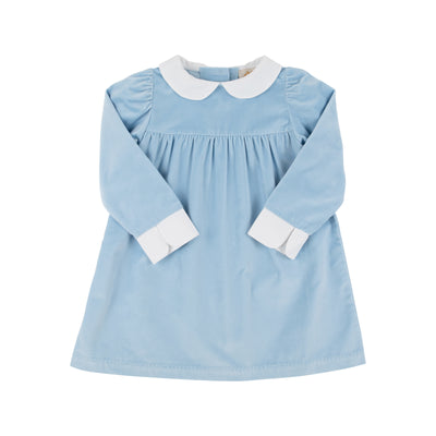 TBBC Patsy's Dinner Party Dress - Barrington Blue Velveteen with Worth Avenue White