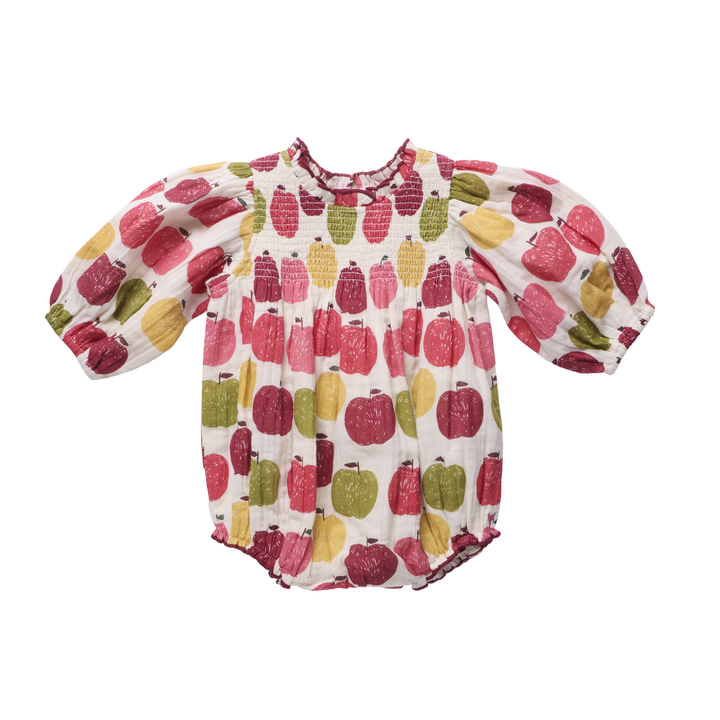 Stevie Puff Sleeve Bubble - Pink Delicious Apples