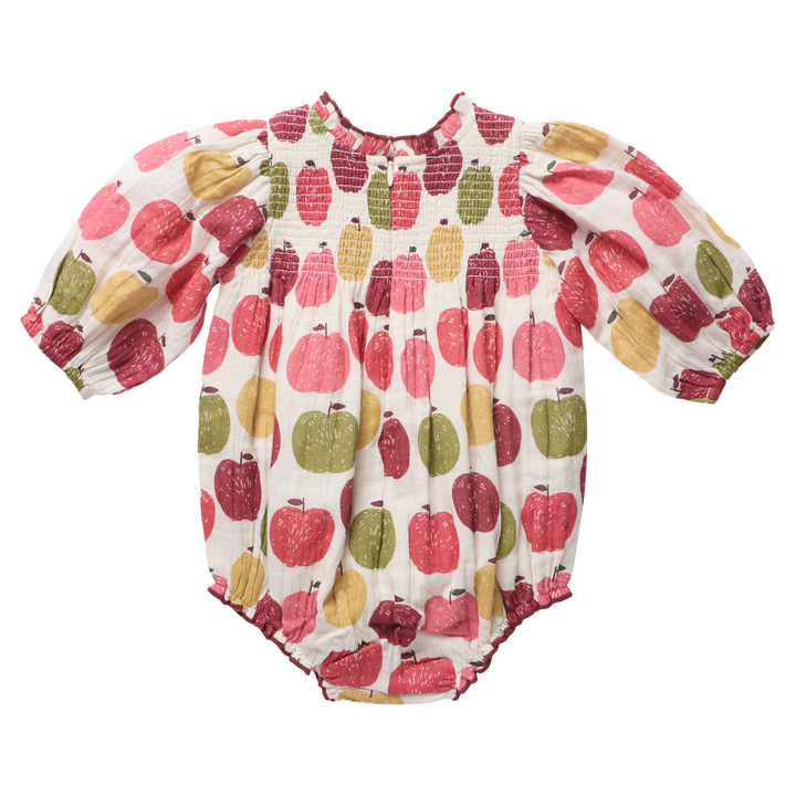 Stevie Puff Sleeve Bubble - Pink Delicious Apples