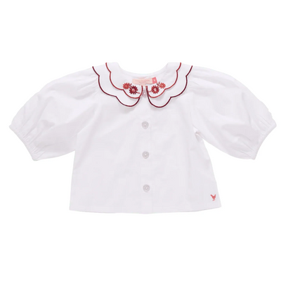 pink chicken Darcy Top - White Harvest Embroidery