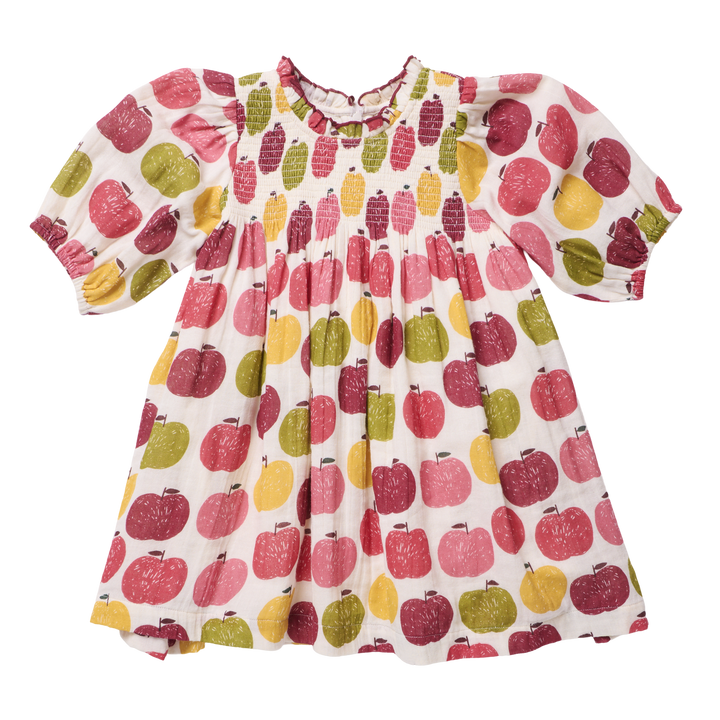 pink chicken Stevie Puff Sleeve Dress - Pink Delicious Apples