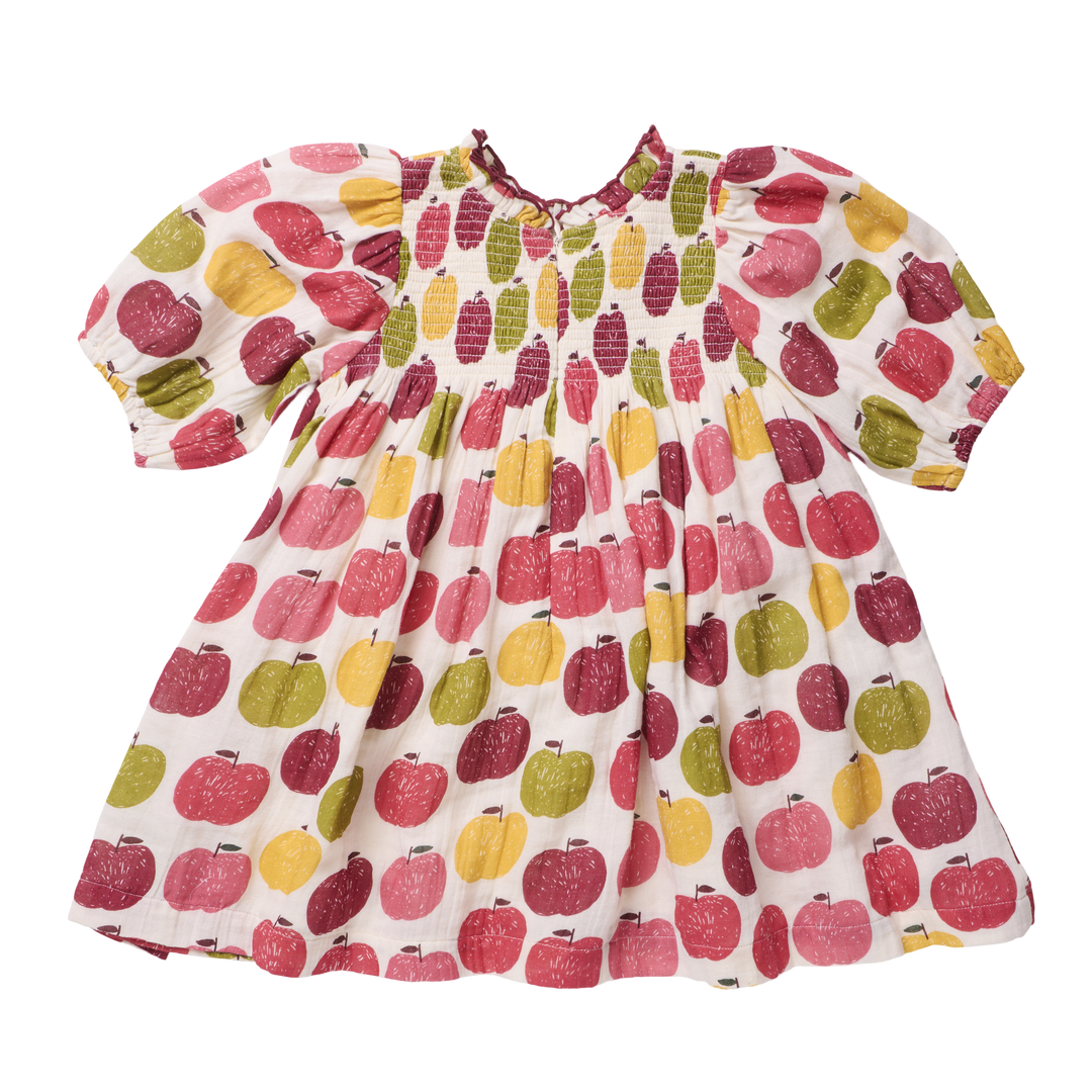 Stevie Puff Sleeve Dress - Pink Delicious Apples