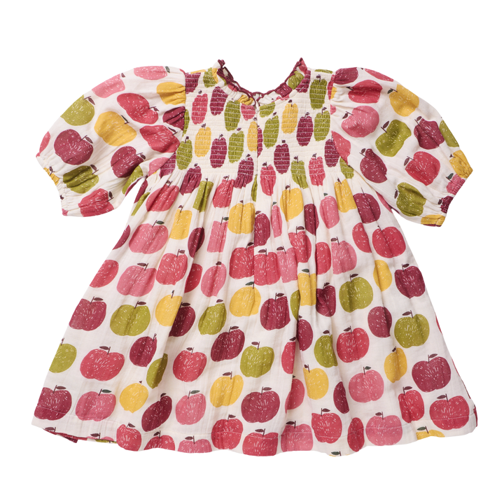 Stevie Puff Sleeve Dress - Pink Delicious Apples
