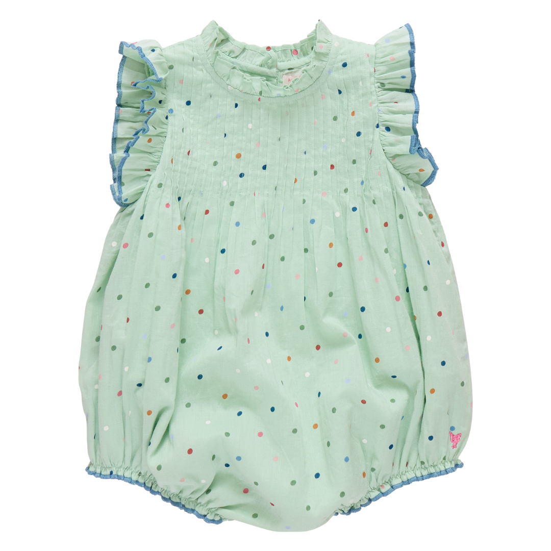 pink chicken Jaipur Bubble - Pastel Green Polka Dot