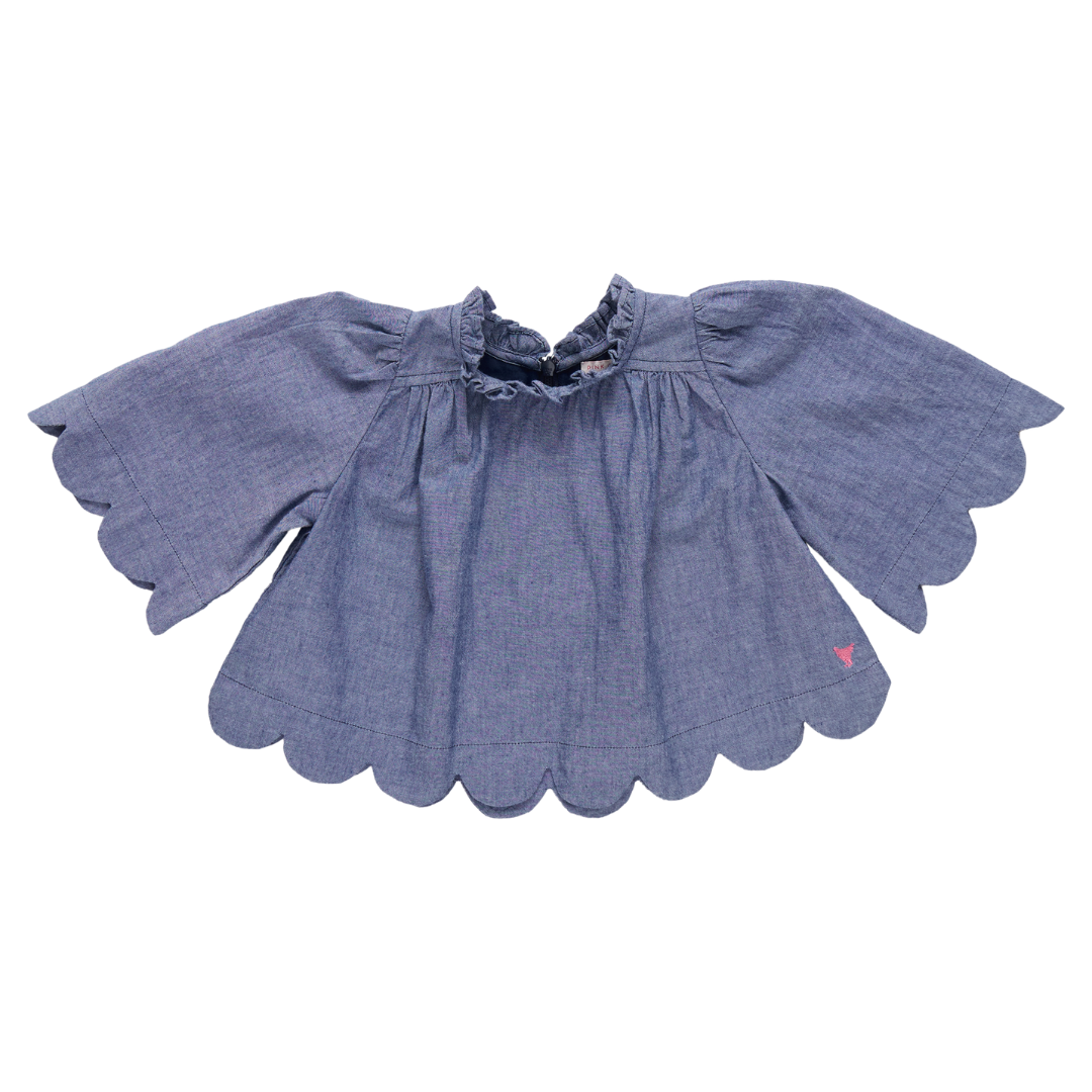 pink chicken Misha Top - Chambray