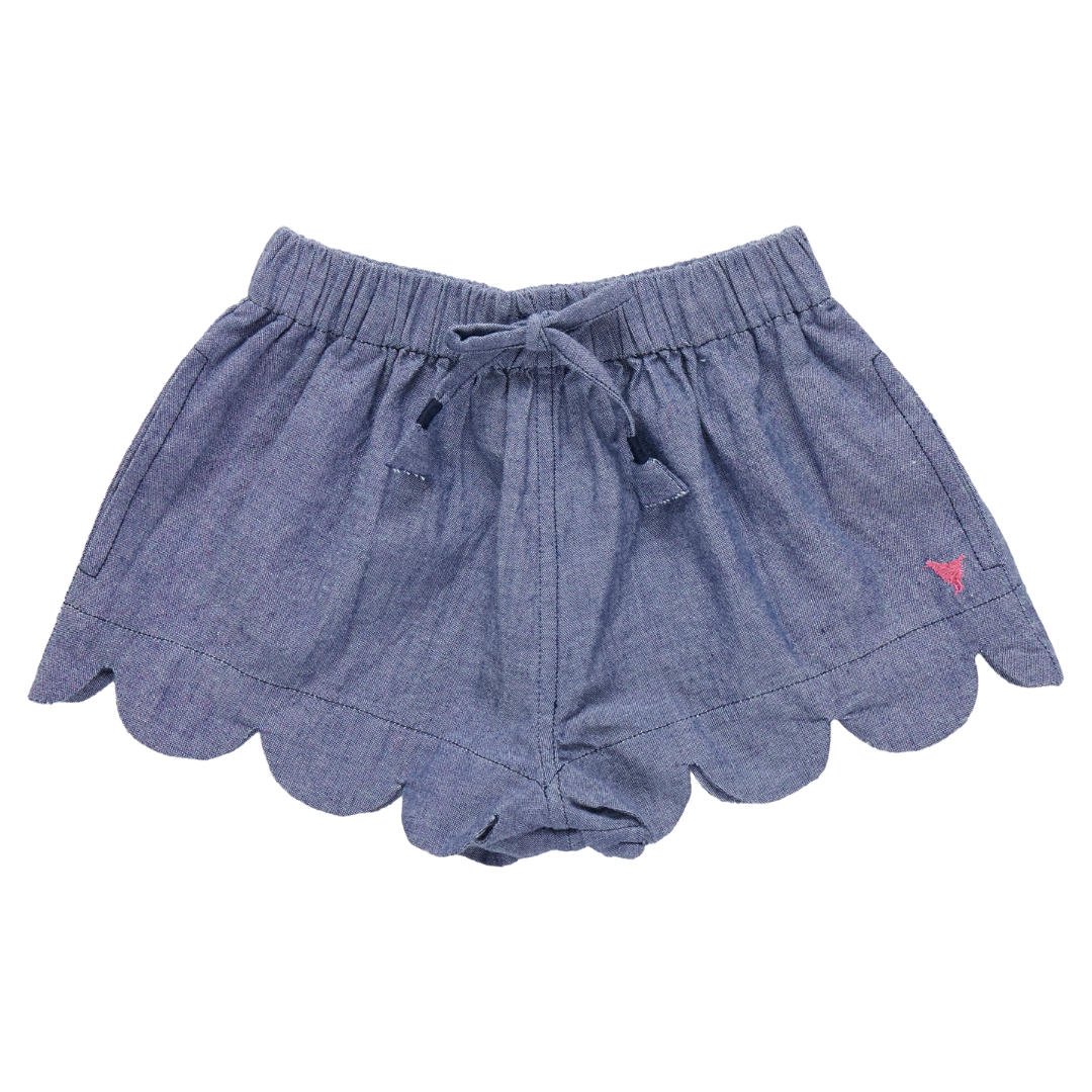 pink chicken Scallop Short - Chambray
