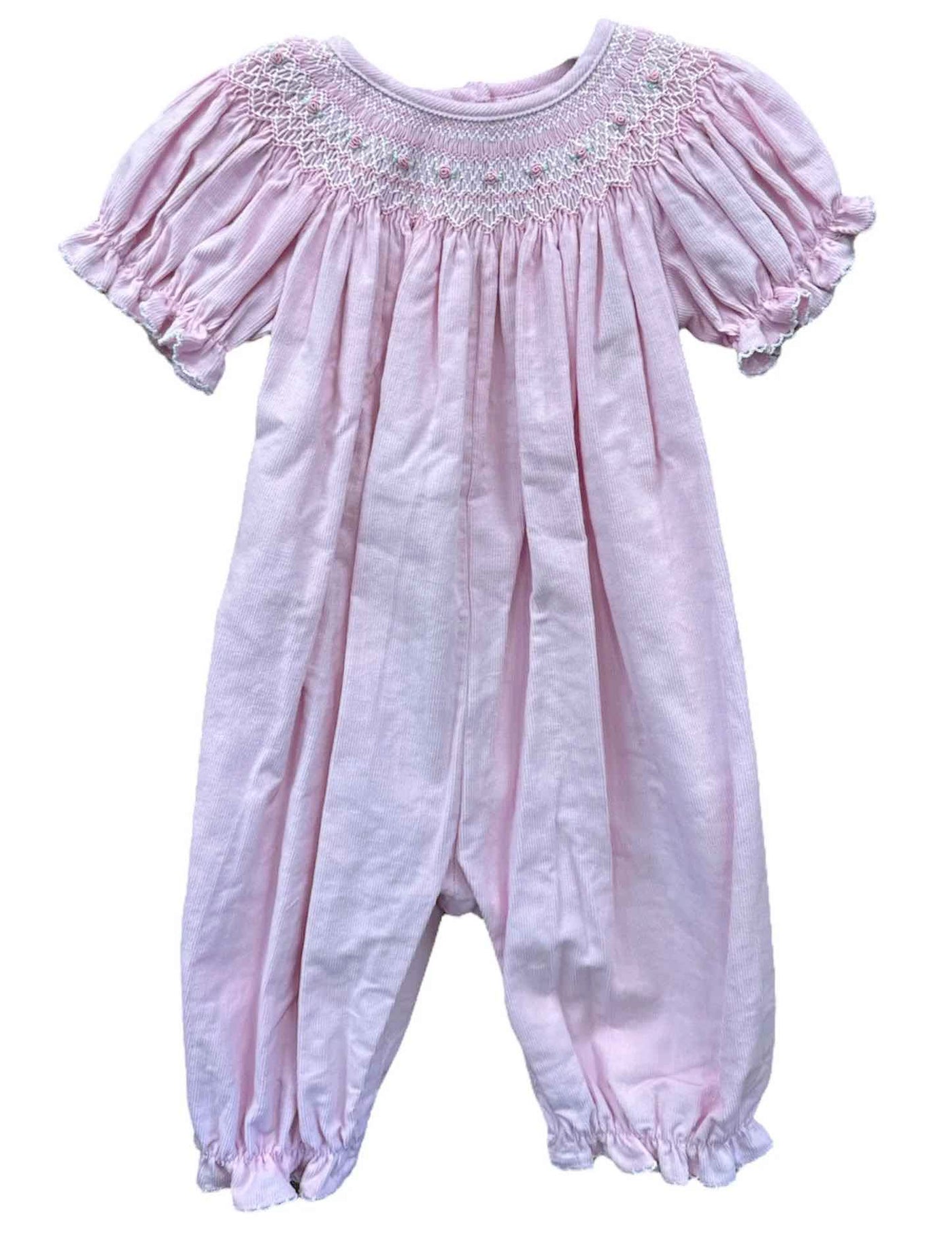 Long Bishop Bubble - Smocked Pink Corduroy