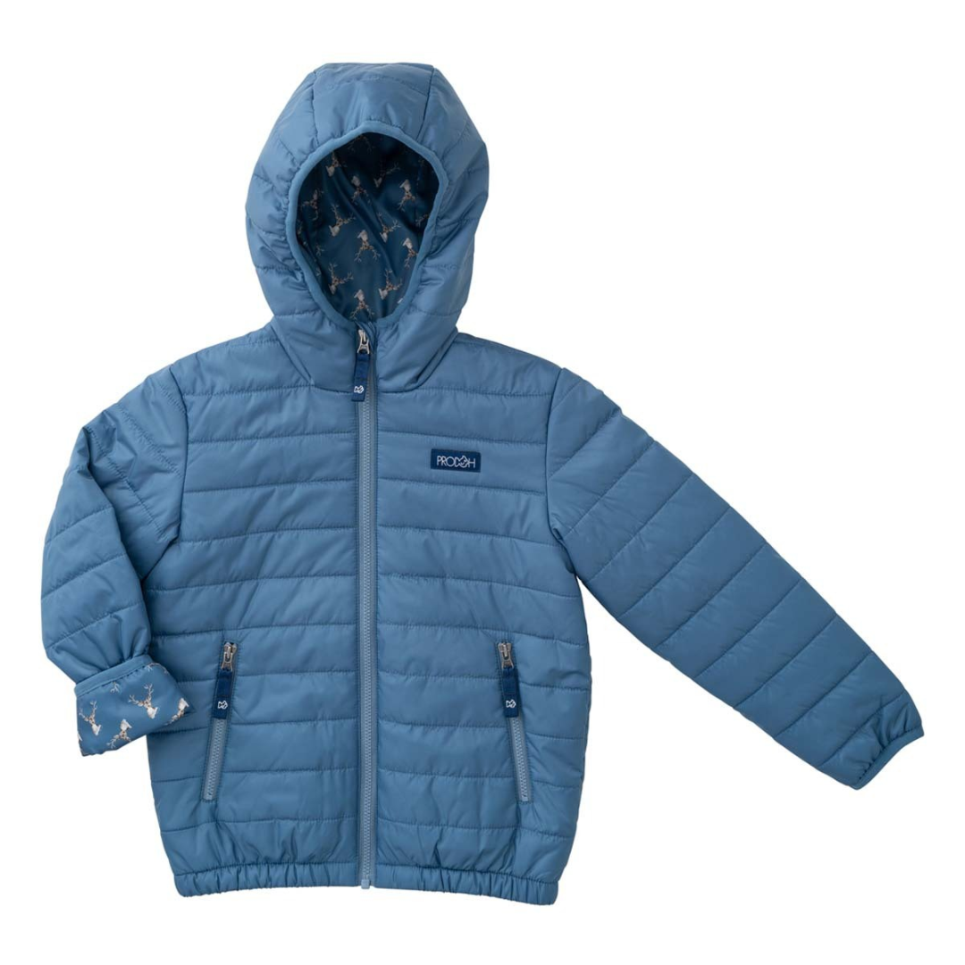 Hooded Puffer Jacket - Copen Blue
