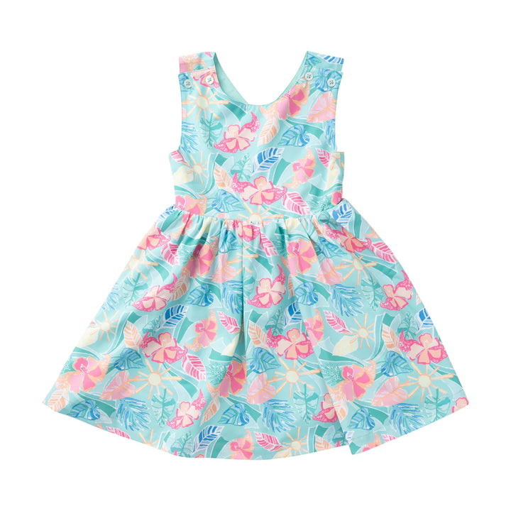 prodoh crisscross back dress tropical palm