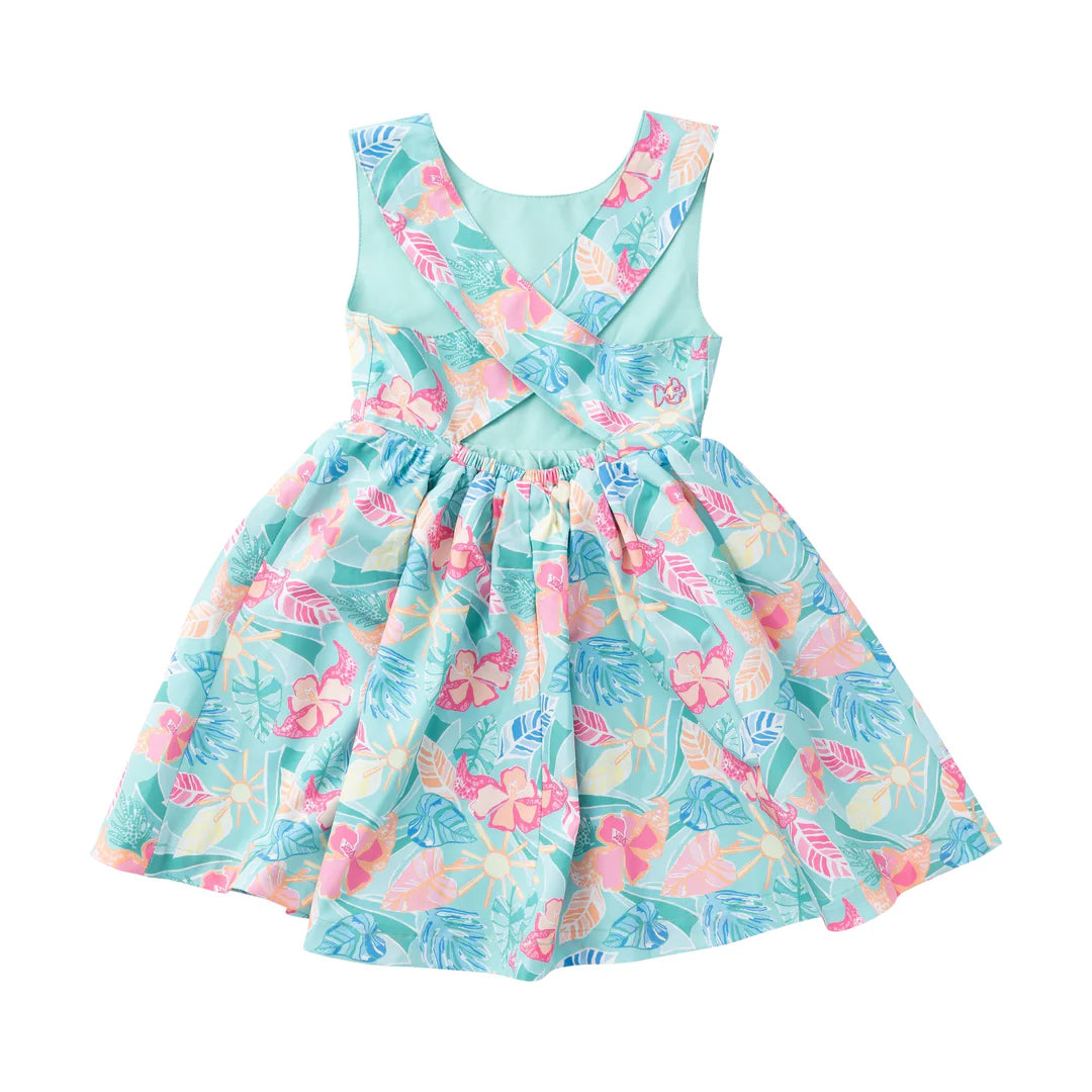 Crisscross Back Dress - Tropical Palm Print