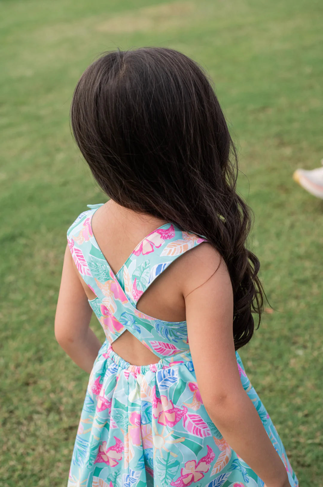 Crisscross Back Dress - Tropical Palm Print