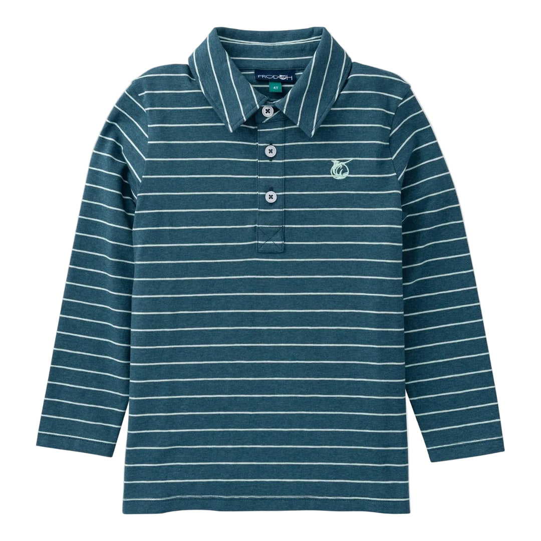 prodoh LS Cotton Polo - Tapestry Mist Green Stripe