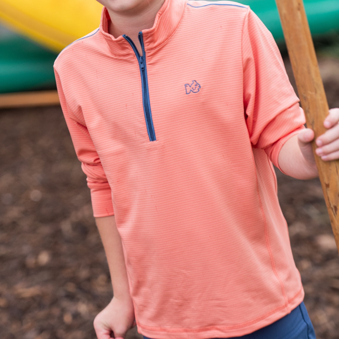 Pro Performance Quarter Zip Pullover - Crabapple Stripe