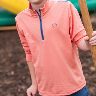 Pro Performance Quarter Zip Pullover - Crabapple Stripe