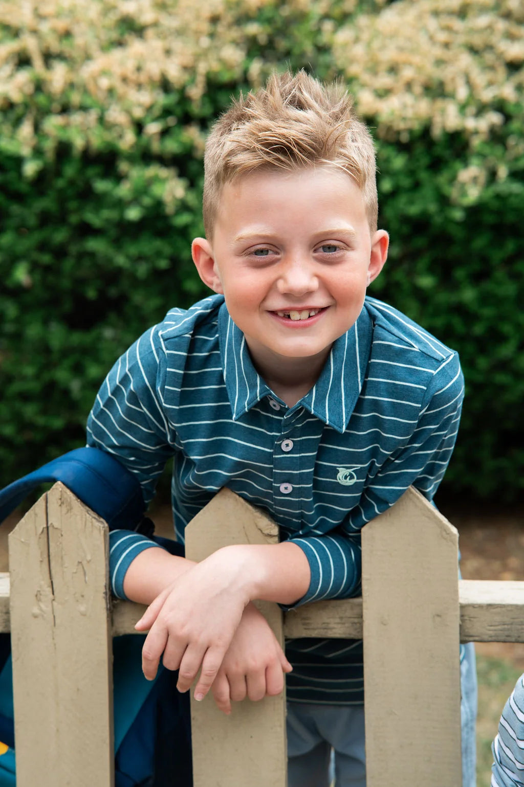 LS Cotton Polo - Tapestry Mist Green Stripe