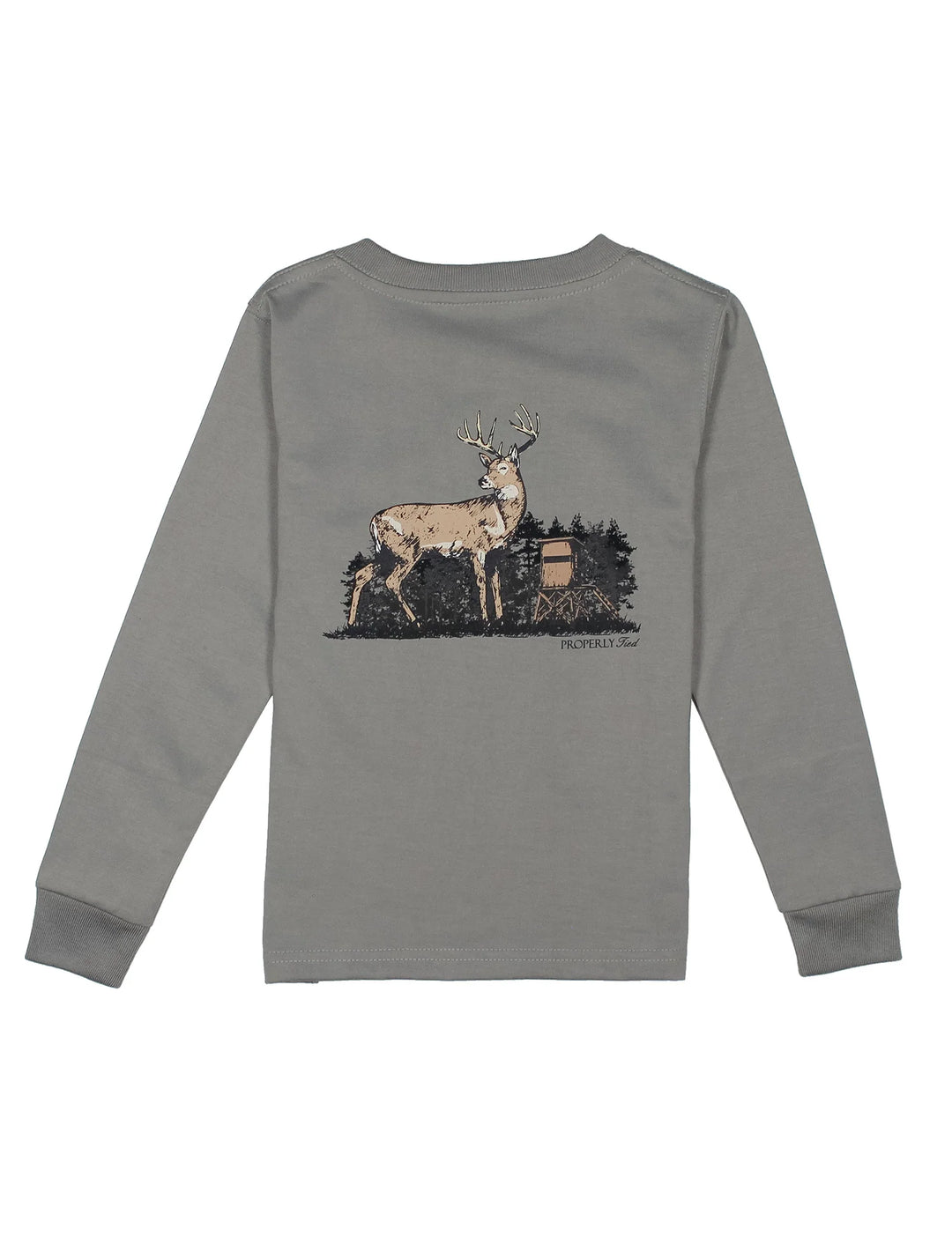 T-Shirt Long Sleeve - Deer Season - Battleship Grey