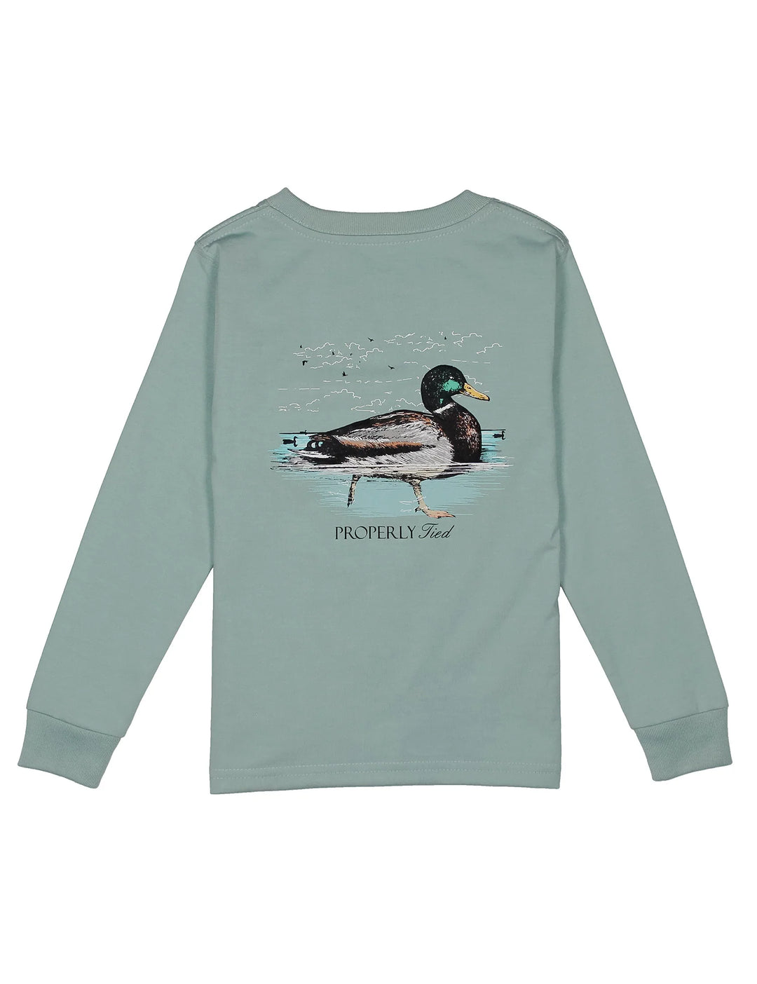 T-Shirt Long Sleeve - Swimming Mallard - Marine Mist