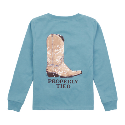 properly tied T-Shirt Long Sleeve - Cowgirl Boot - Coastal Sky