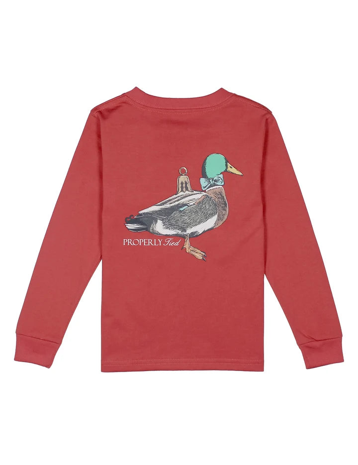 properly tied T-Shirt Long Sleeve - Duck Ornament - Cabernet