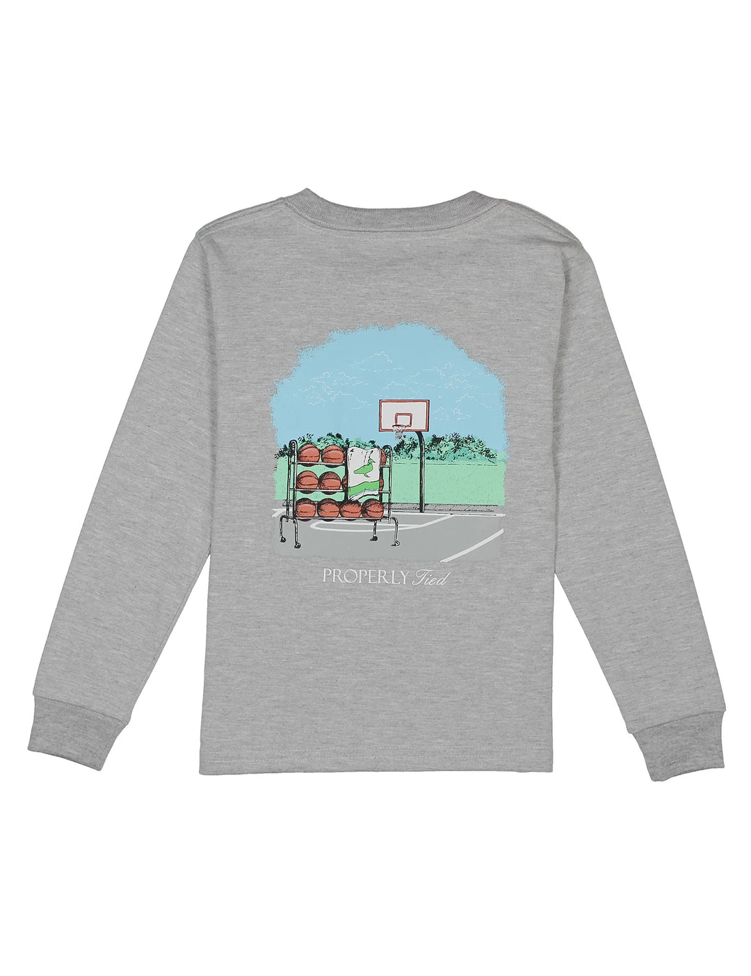 T-Shirt Long Sleeve - Basketball - Heather Grey