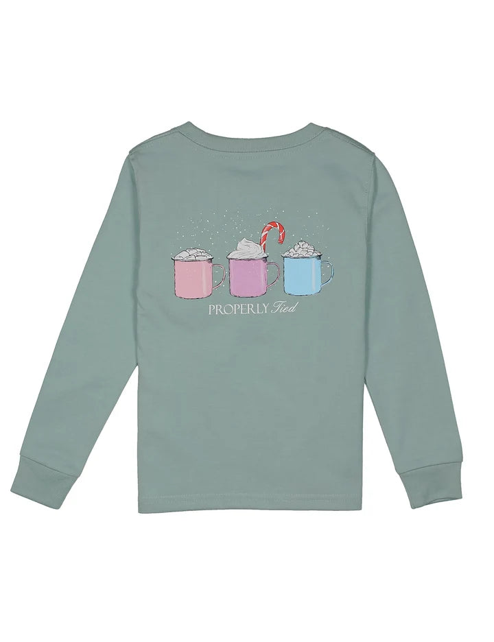 T-Shirt Long Sleeve - Hot Chocolate - Marine Mist