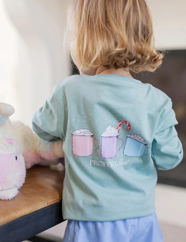 T-Shirt Long Sleeve - Hot Chocolate - Marine Mist