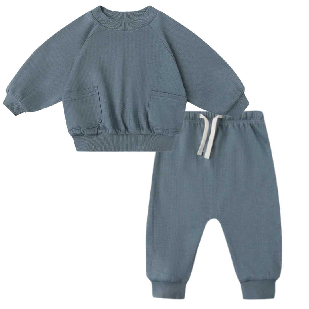 Pocket Sweatshirt and Sweatpant SET - Ocean