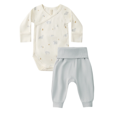 quincy mae Side Snap Bodysuit & Pant Set - Polar Bears