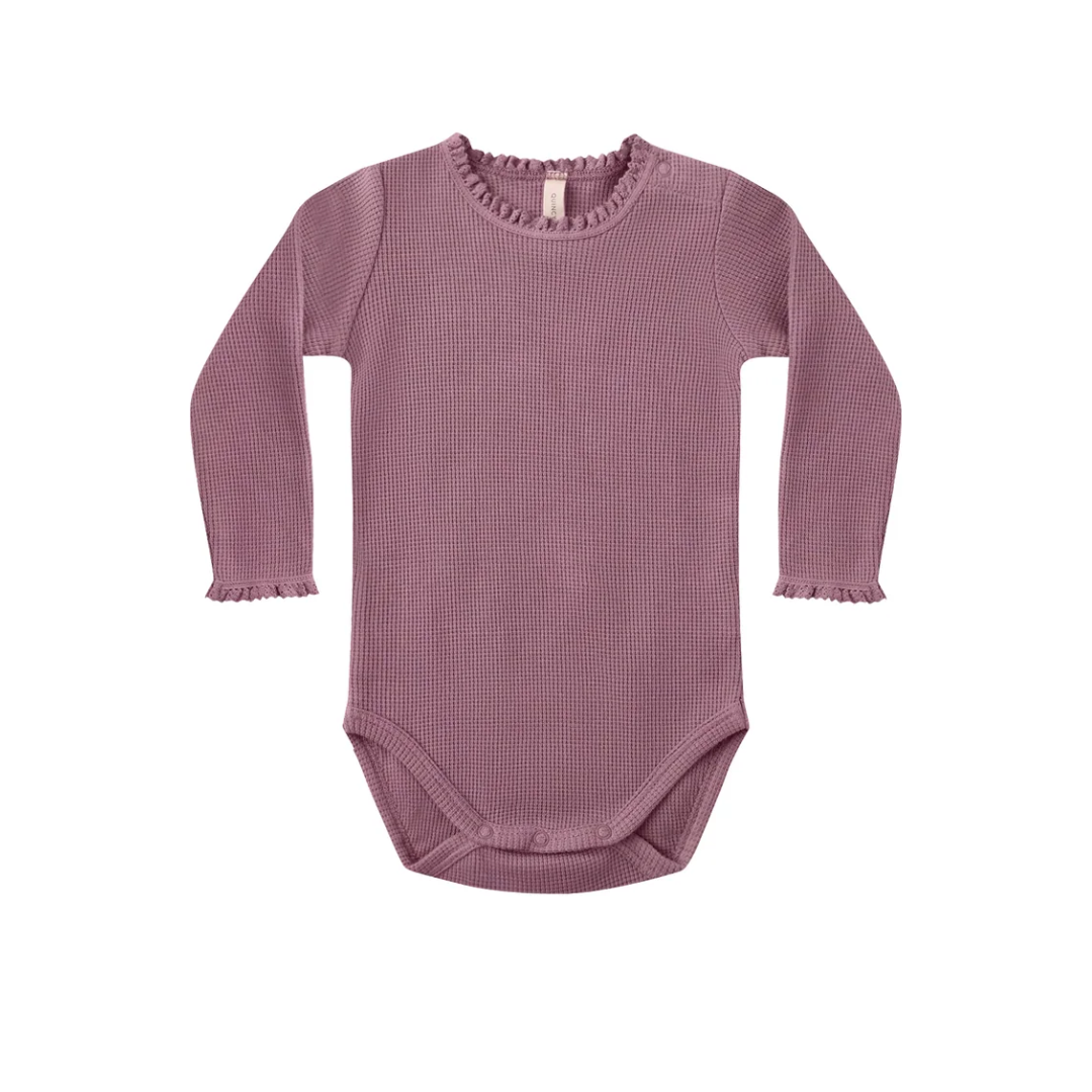 quincy mae Waffle Long Sleeve Bodysuit - Mulberry