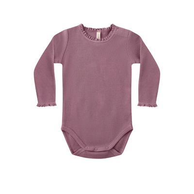 quincy mae Waffle Long Sleeve Bodysuit - Mulberry