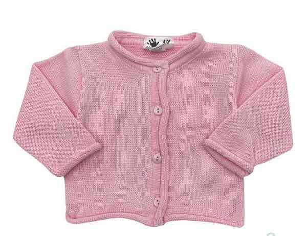 Roll Neck Cardigan Sweater - Light Pink