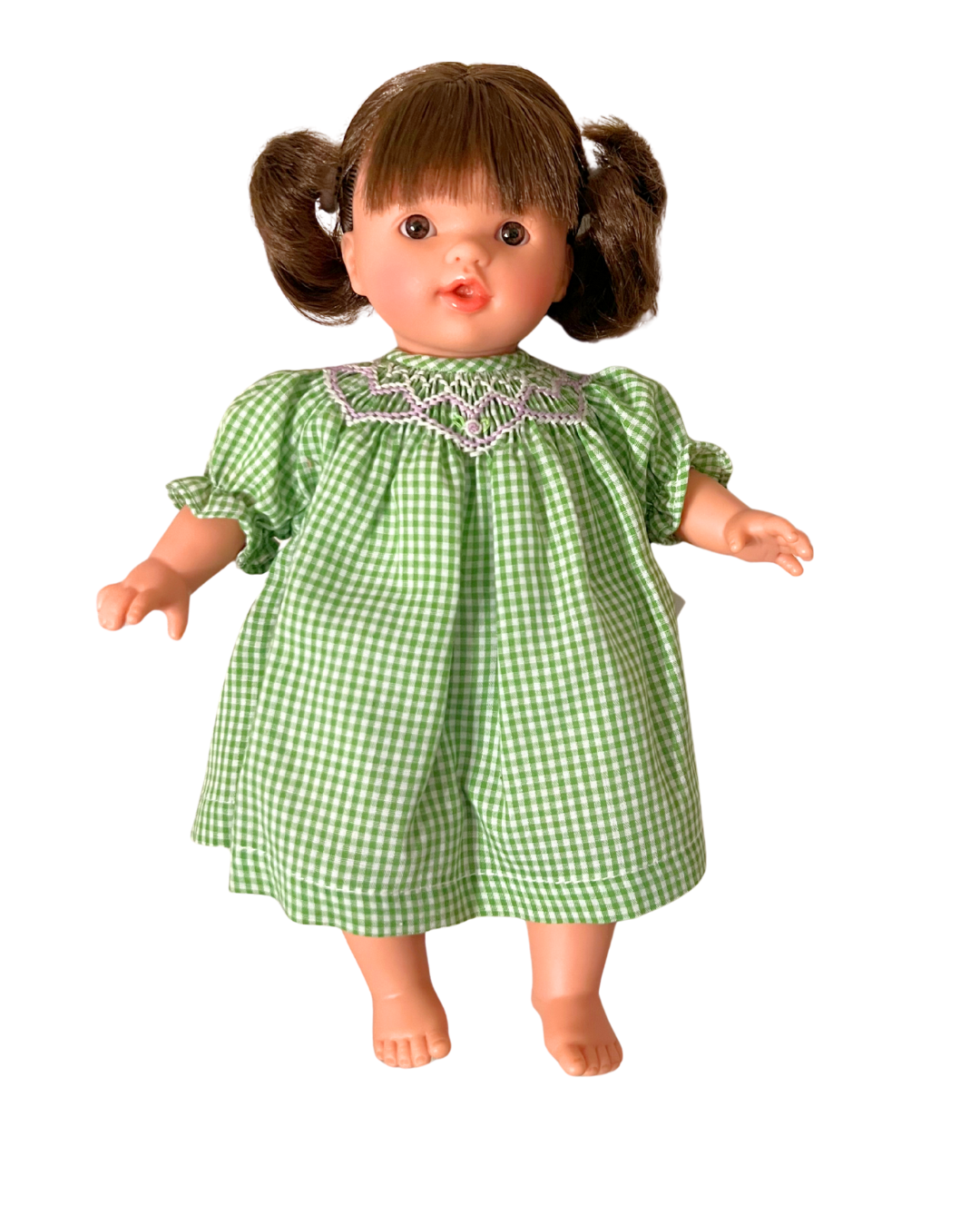 rosalina Bella 10" Doll - Brown Eyed - Green Gingham Smocked Dress