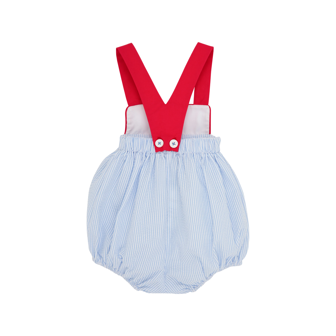 Samprey Sunsuit - Breakers Blue Seersucker With Worth Avenue White And Richmond Red