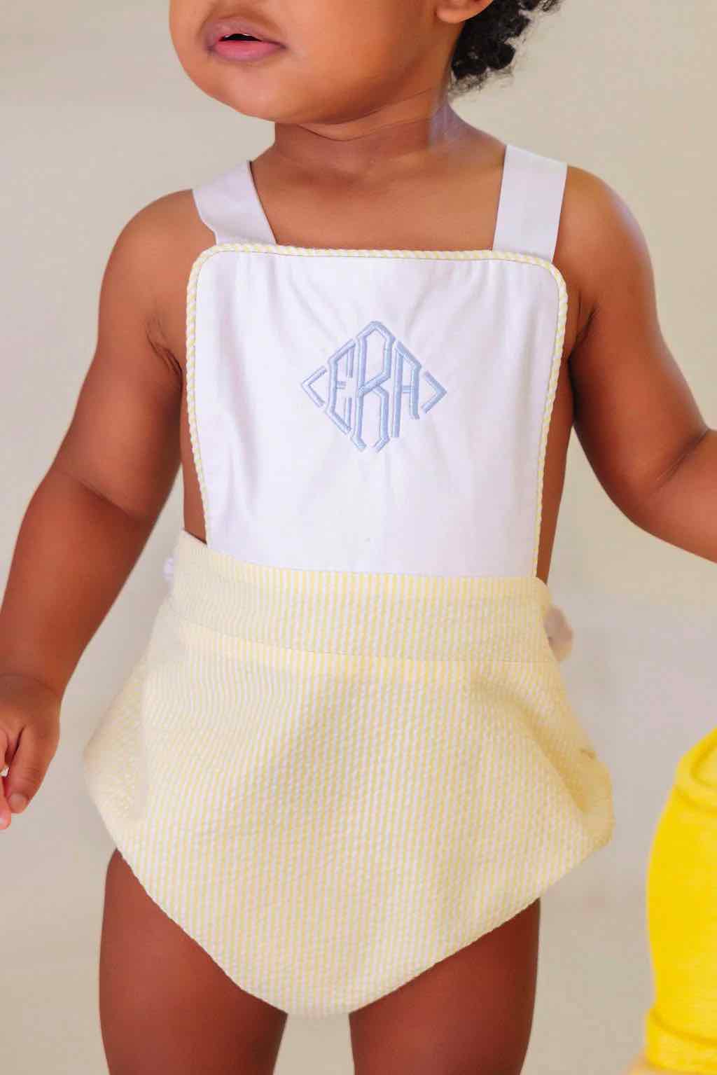 Sayre Sunsuit - Worth Avenue White With Seaside Sunny Yellow Seersucker