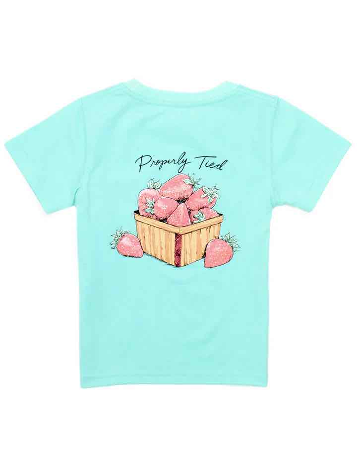 T-Shirt Short Sleeve - Strawberry Basket - Seafoam