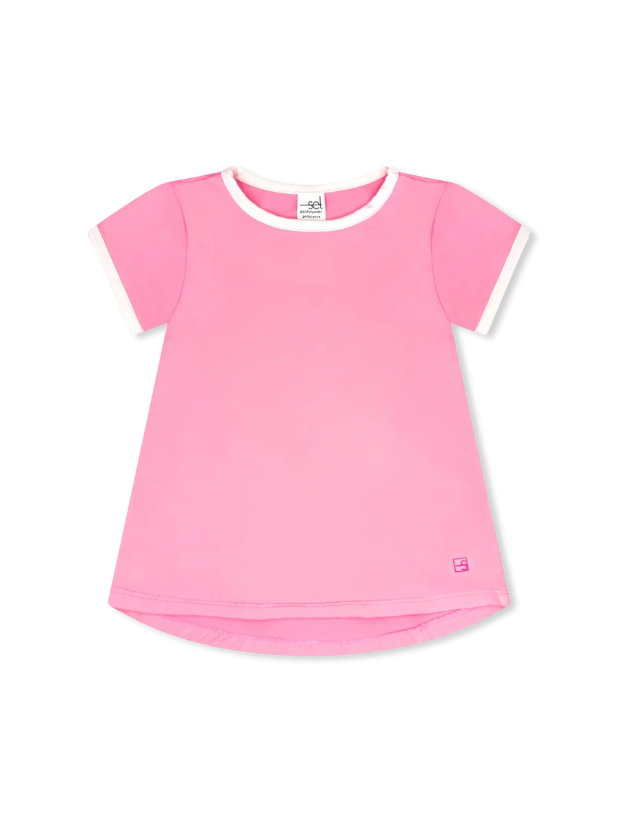 set athletics Bridget Basic Tee - Flamingo Pink with White