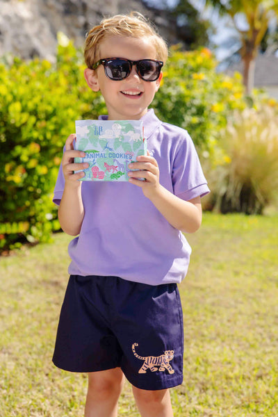 Shelton Shorts - Nantucket Navy with Beale Street Blue Stork & Tiger Applique