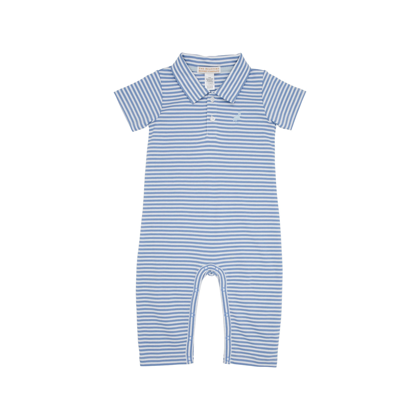 Sir Proper's Romper - Barbados Blue Stripe with Buckhead Blue Stork