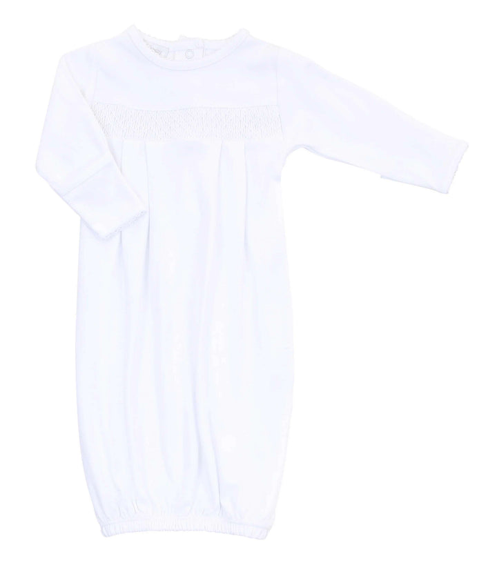 Smocked Gown and Hat SET - White