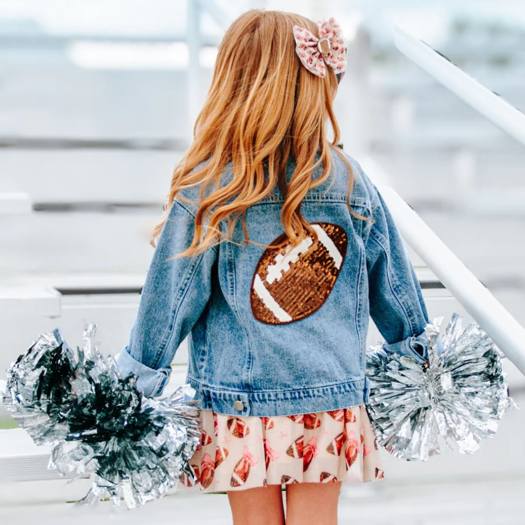 Denim Jacket - Game Day Football Sequin