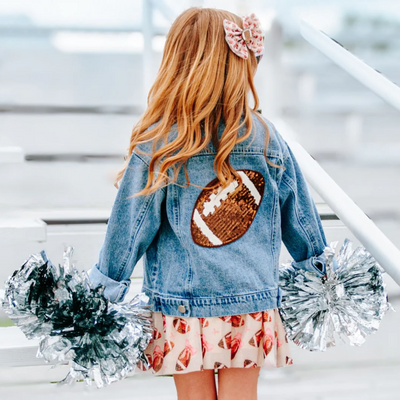 Denim Jacket - Game Day Football Sequin