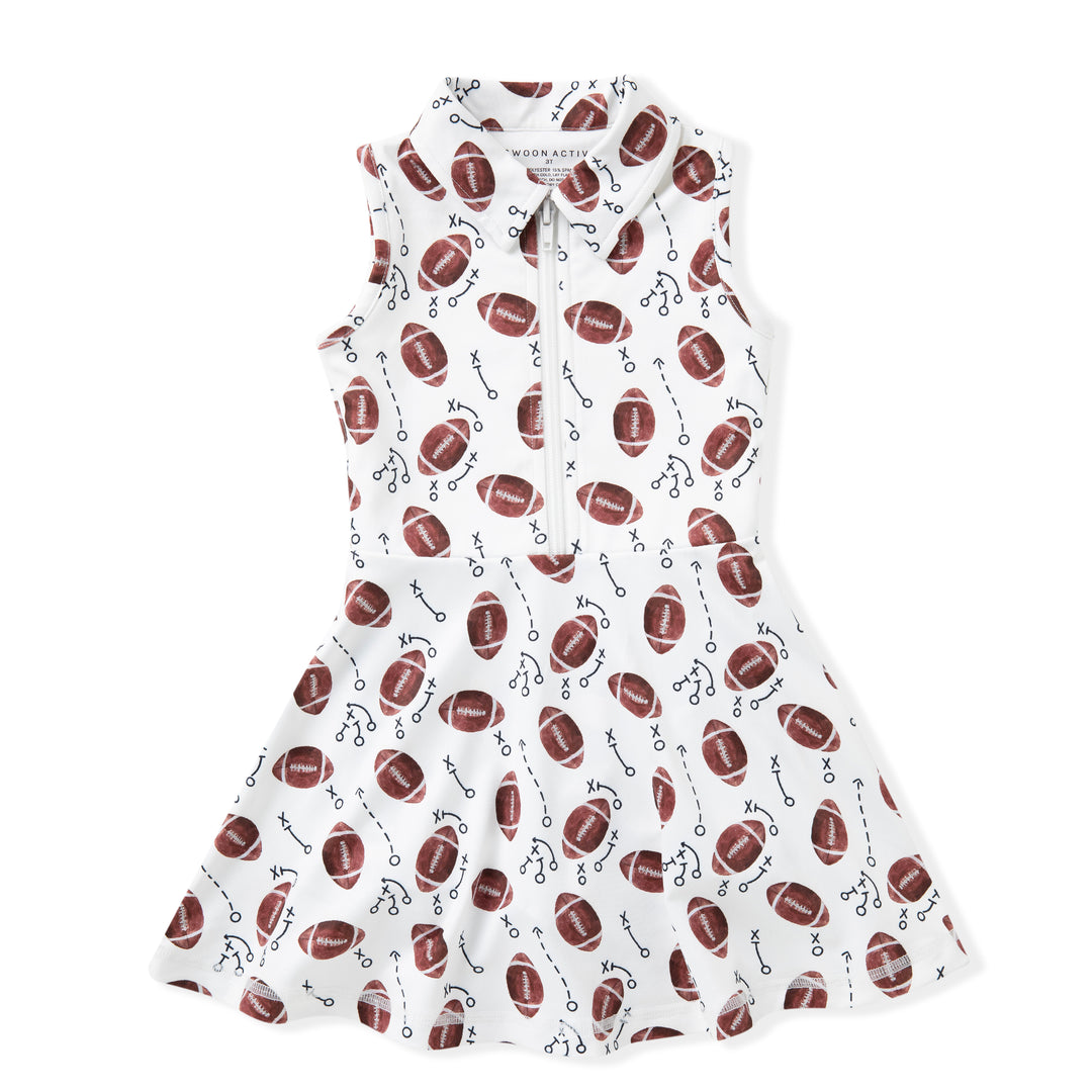 Swoon Baby Tennis Dress - White Football Collar