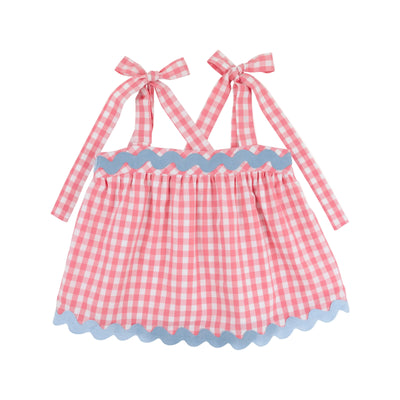 tbbc Tyler Tie Top - Parrot Cay Coral Check/Beale Street Blue